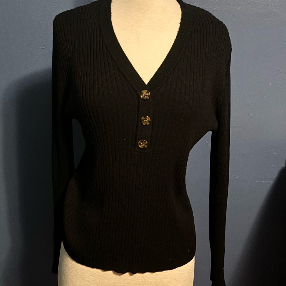 2/$15 Black long sleeve v neck sweater.  XXL